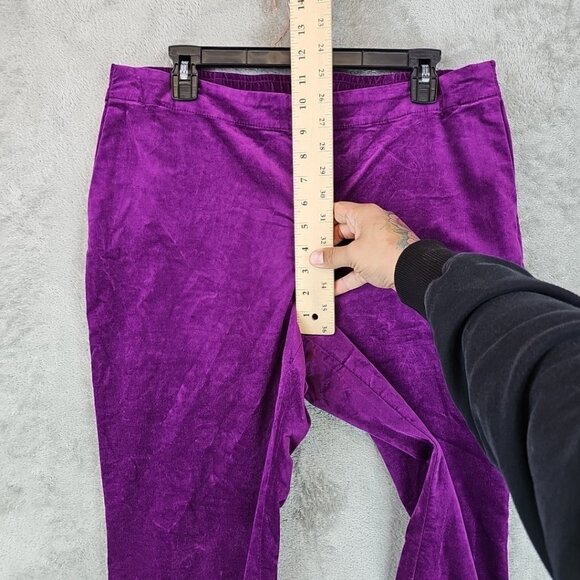 J. Jill Velvet Pants Womens Size 14 Purple Slim Fit Ankle Skinny Stretch NWT - Picture 8 of 13